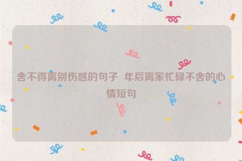 舍不得离别伤感的句子  年后离家忙碌不舍的心情短句