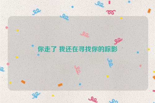 你走了 我还在寻找你的踪影