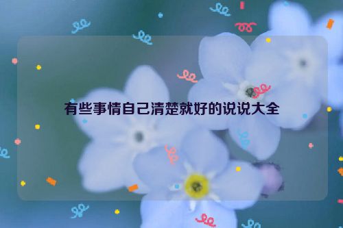 有些事情自己清楚就好的说说大全