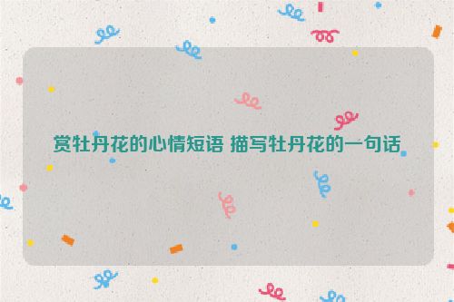 赏牡丹花的心情短语 描写牡丹花的一句话