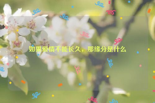 如果爱情不能长久，那缘分是什么