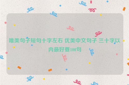 唯美句子短句十字左右 优美中文句子 三十字以内最好要100句