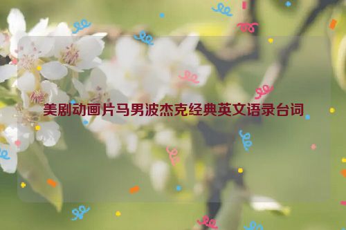 美剧动画片马男波杰克经典英文语录台词