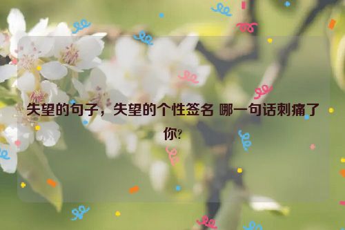 失望的句子，失望的个性签名 哪一句话刺痛了你?