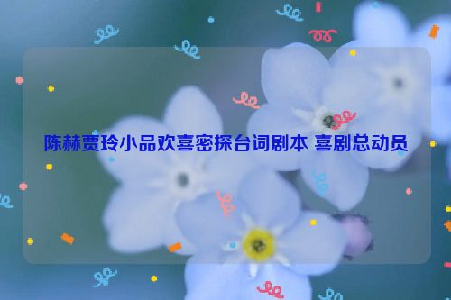 陈赫贾玲小品欢喜密探台词剧本 喜剧总动员