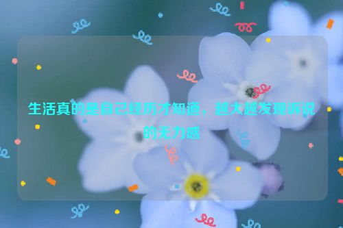 生活真的是自己经历才知道，越大越发现诉说的无力感