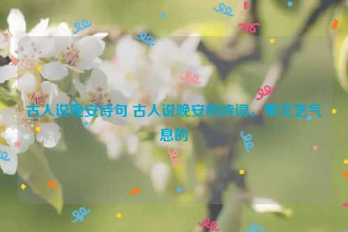 古人说晚安诗句 古人说晚安的诗词，带文艺气息的