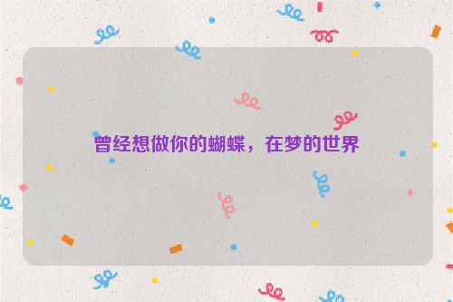 曾经想做你的蝴蝶，在梦的世界